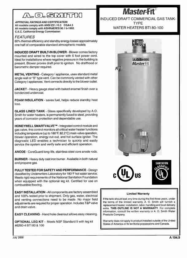 A O  Smith Water Heater BT180-100-page_pdf